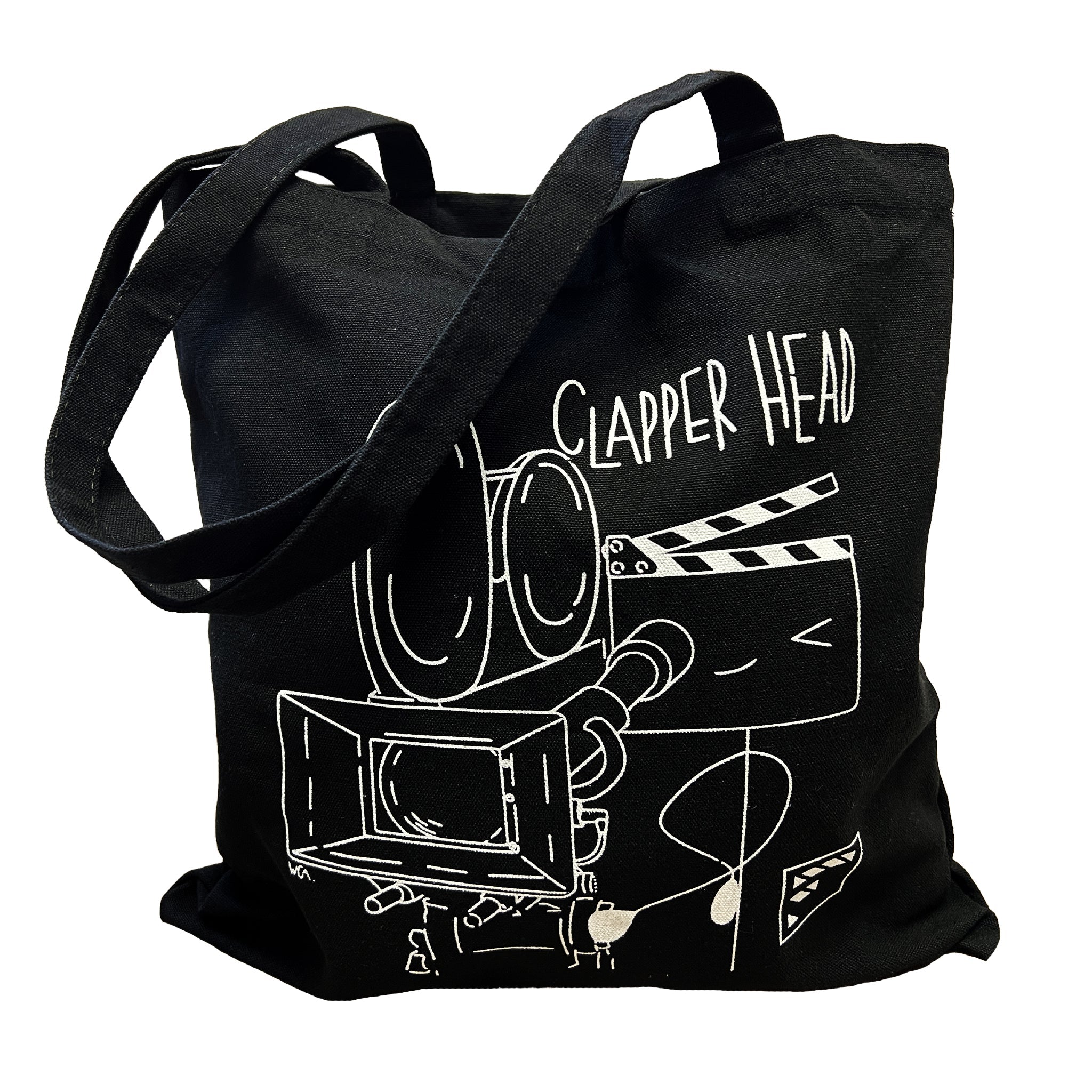 🎁 Filmsticks Clapper Head Tote Bag with Longer Carry Straps - Black (100% off)