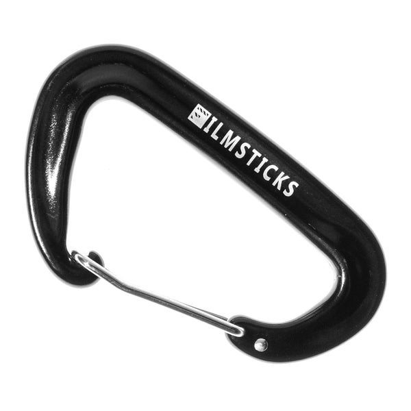 Filmsticks Carabiner D-Clip, Aluminum Alloy in Charcoal Black with Spring Wire Gate – Pack of 5