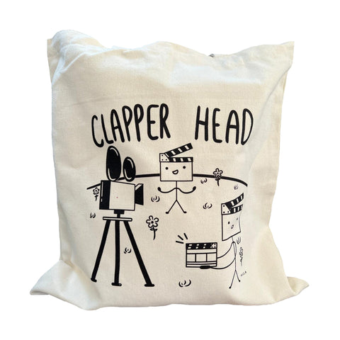 🎁 Filmsticks Clapper Head Tote Bag with Longer Carry Straps - Beige (100% off)