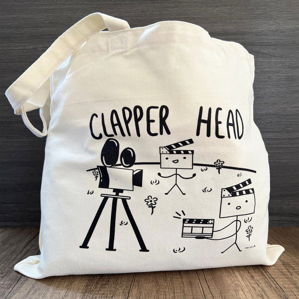 Filmsticks Clapper Head Tote Bag with Longer Carry Straps - Beige