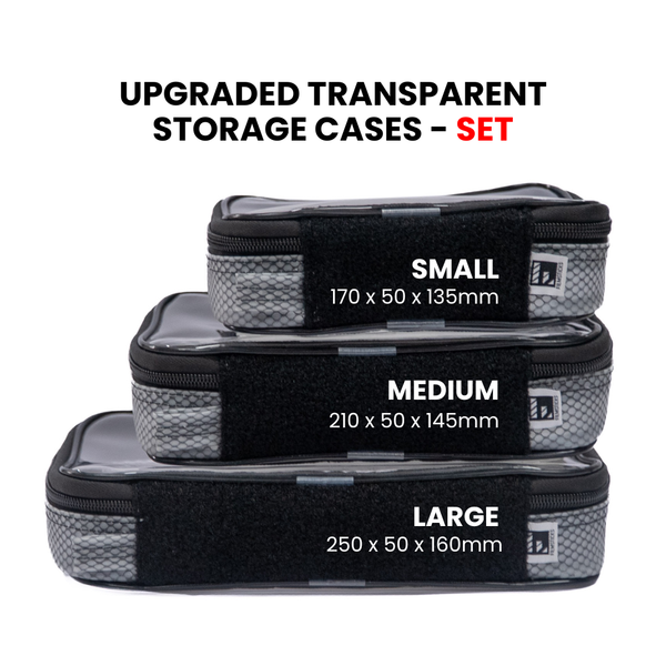[UPGRADED] Filmsticks Set of Small, Medium and Large Transparent (TPU) Storage Cases – Black